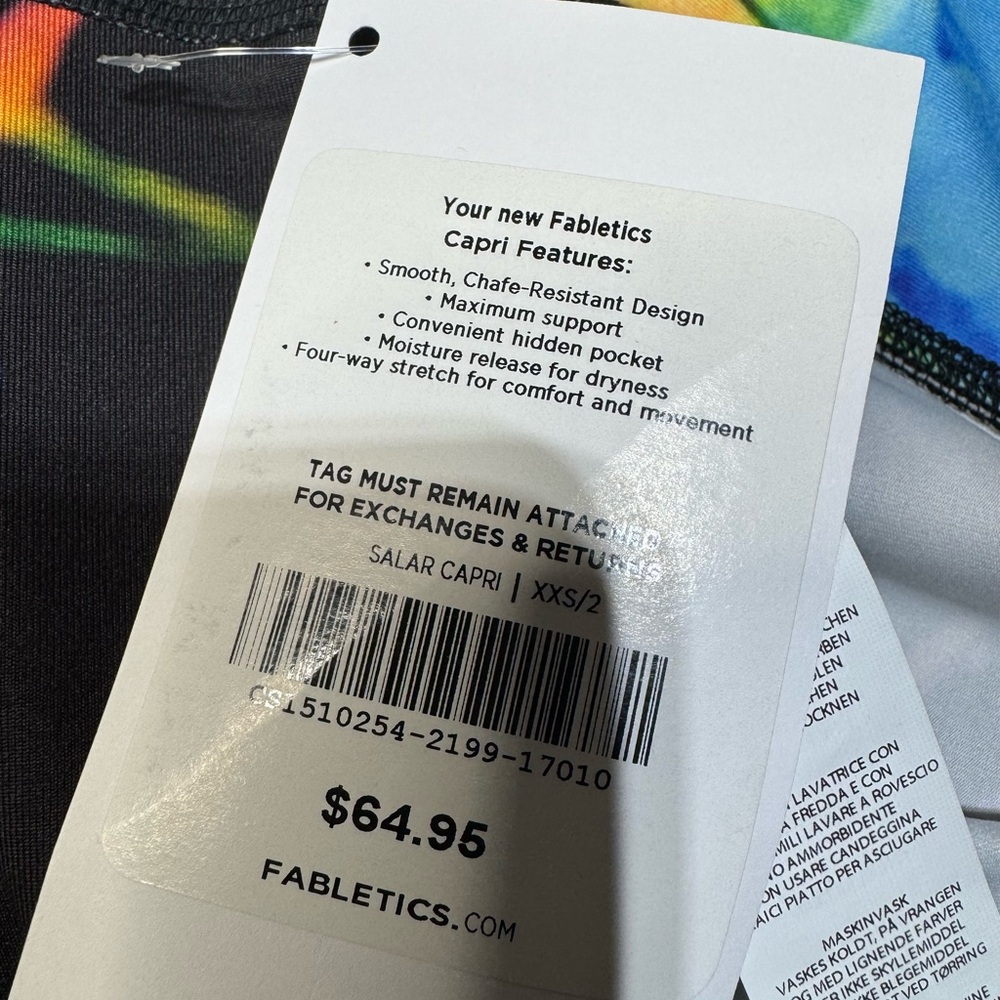 Fabletics Multicolor Abstract Capri Leggings NWT - image 6